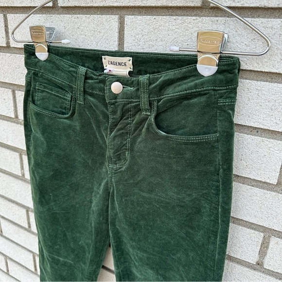 L’AGENCE Margot High Rise Velvet Skinny Jeans Moss Green Size 25 Holiday Winter - Picture 3 of 10